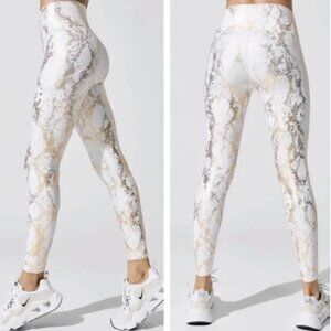 Carbon38 Metallic Snakeskin White Gold Small Legging